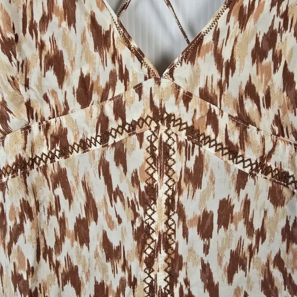 NWT aerie Leopard Print Spaghetti Strap Maxi Dress Beaded Strap Front Slit SizeL - Picture 8 of 15